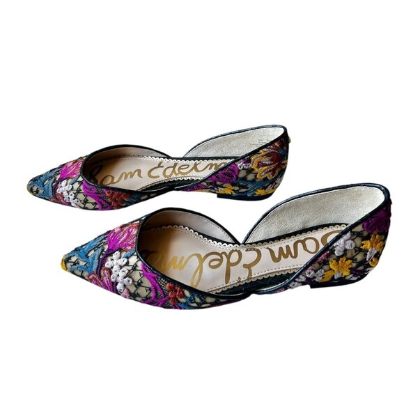Sam Edelman Rodney Womens 6.5M Floral Embroidered Pointed Toe Flats D'Orsay Lace - Picture 2 of 12